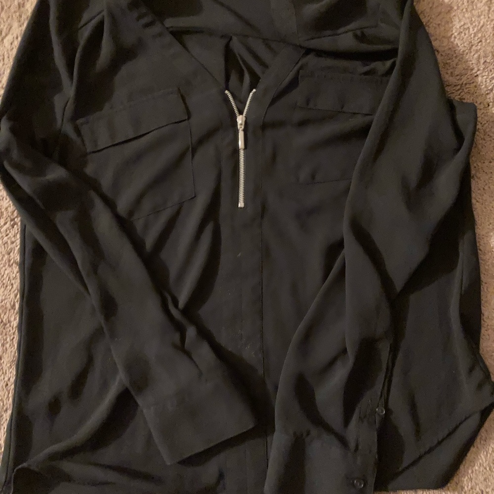 Express sheer zip up blouse